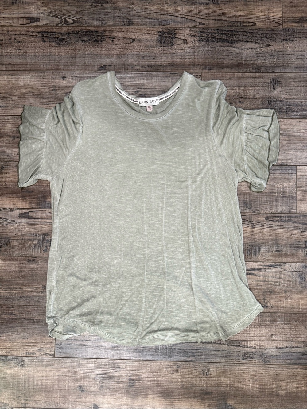 Knox Rose Light Sage Ruffle Sleeve Short Sleeve Tee